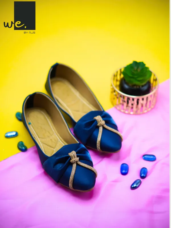 Elegant Bow-Accent Ballet -Nevy Blue,Black,Beige -308