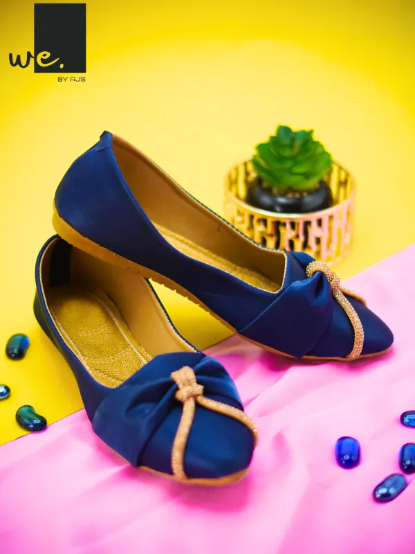 Elegant Bow-Accent Ballet -Nevy Blue,Black,Beige -308