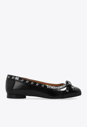Eyelet Embellished Ballet Flats