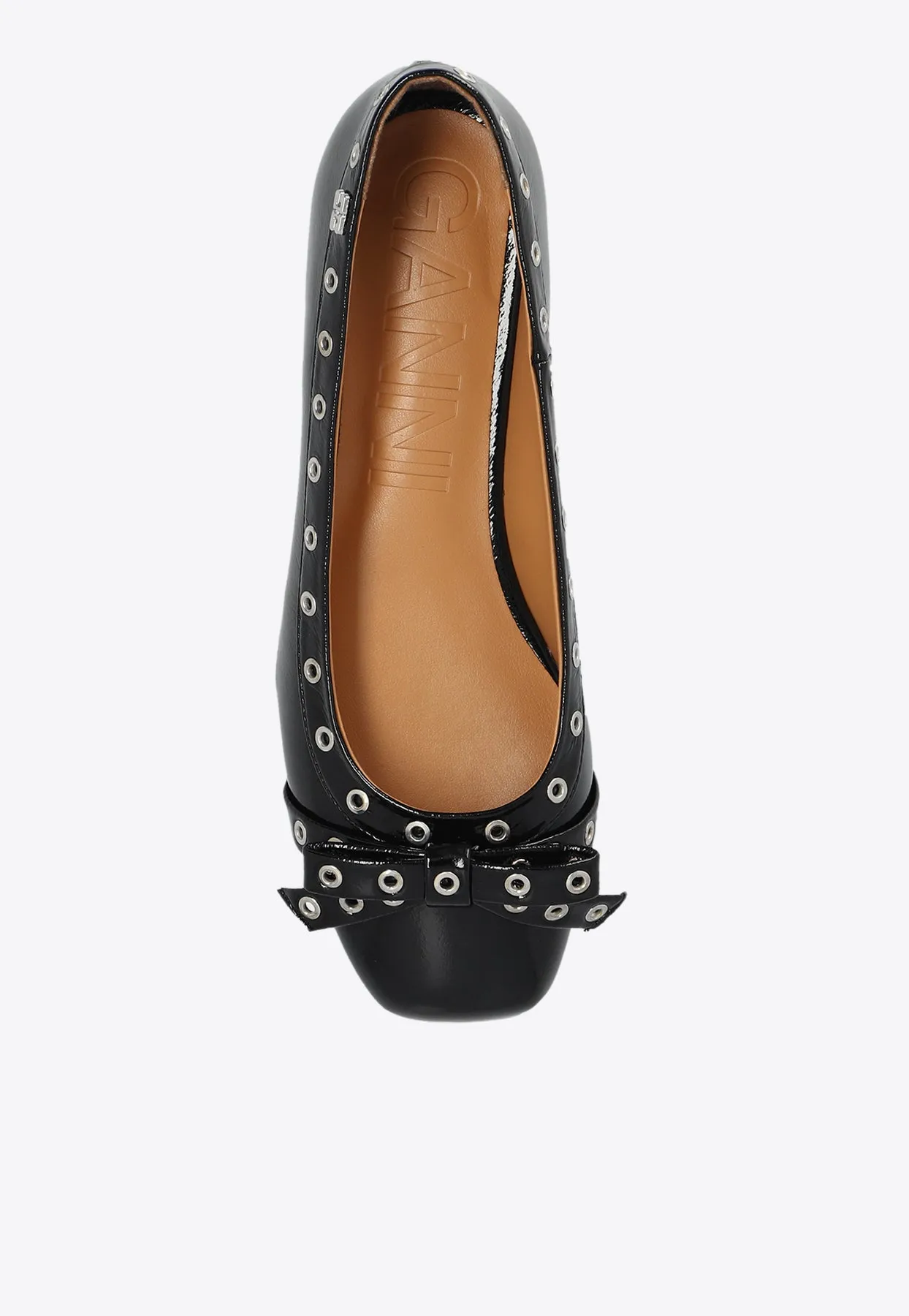 Eyelet Embellished Ballet Flats