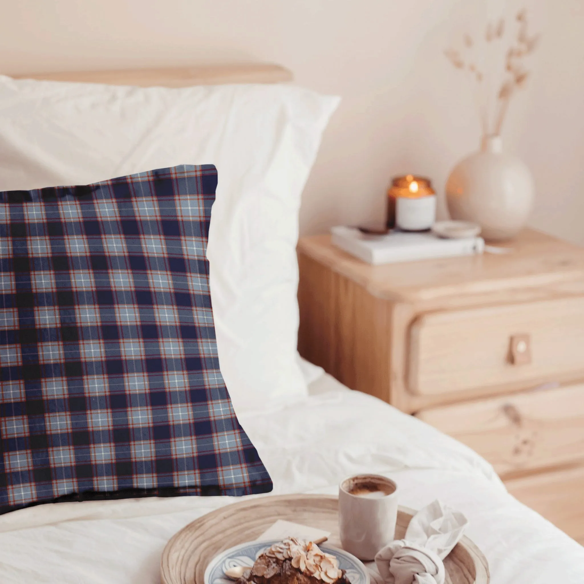 Fabric Linen Canvas - Plaid Dark Blue