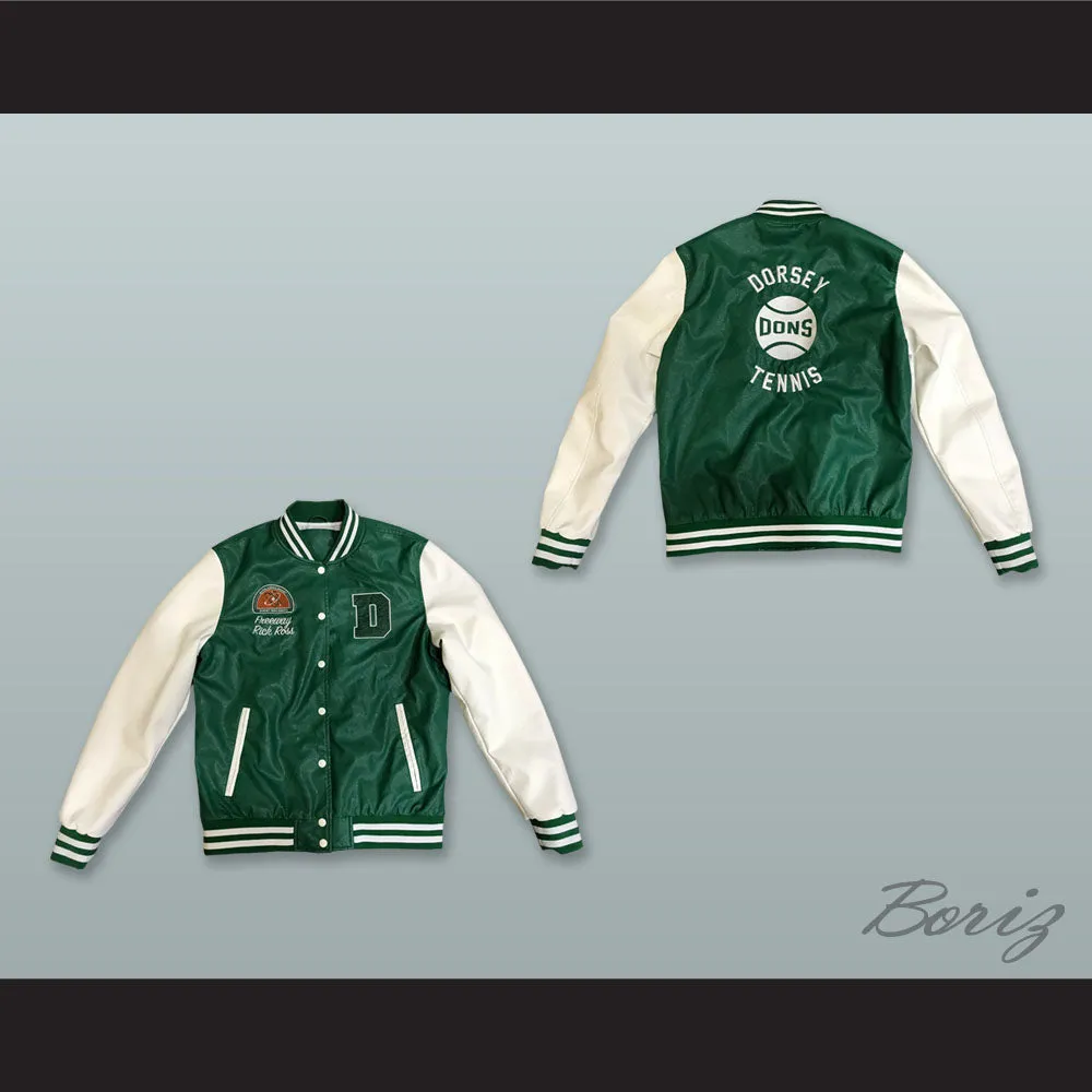 Freeway Rick Ross Susan Miller Dorsey High School Dons Tennis Green and White Lab Leather Varsity Letterman Jacket