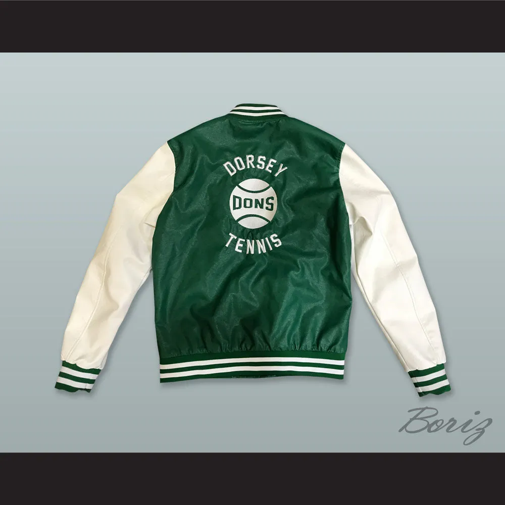 Freeway Rick Ross Susan Miller Dorsey High School Dons Tennis Green and White Lab Leather Varsity Letterman Jacket
