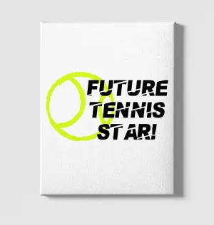Future Tennis Star White Canvas Wall Art 35x40cm