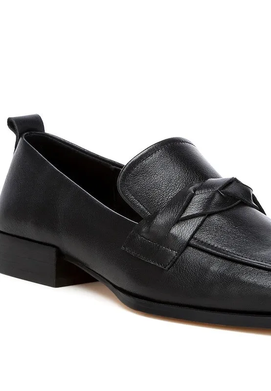Genuine Leather Braided Loafers