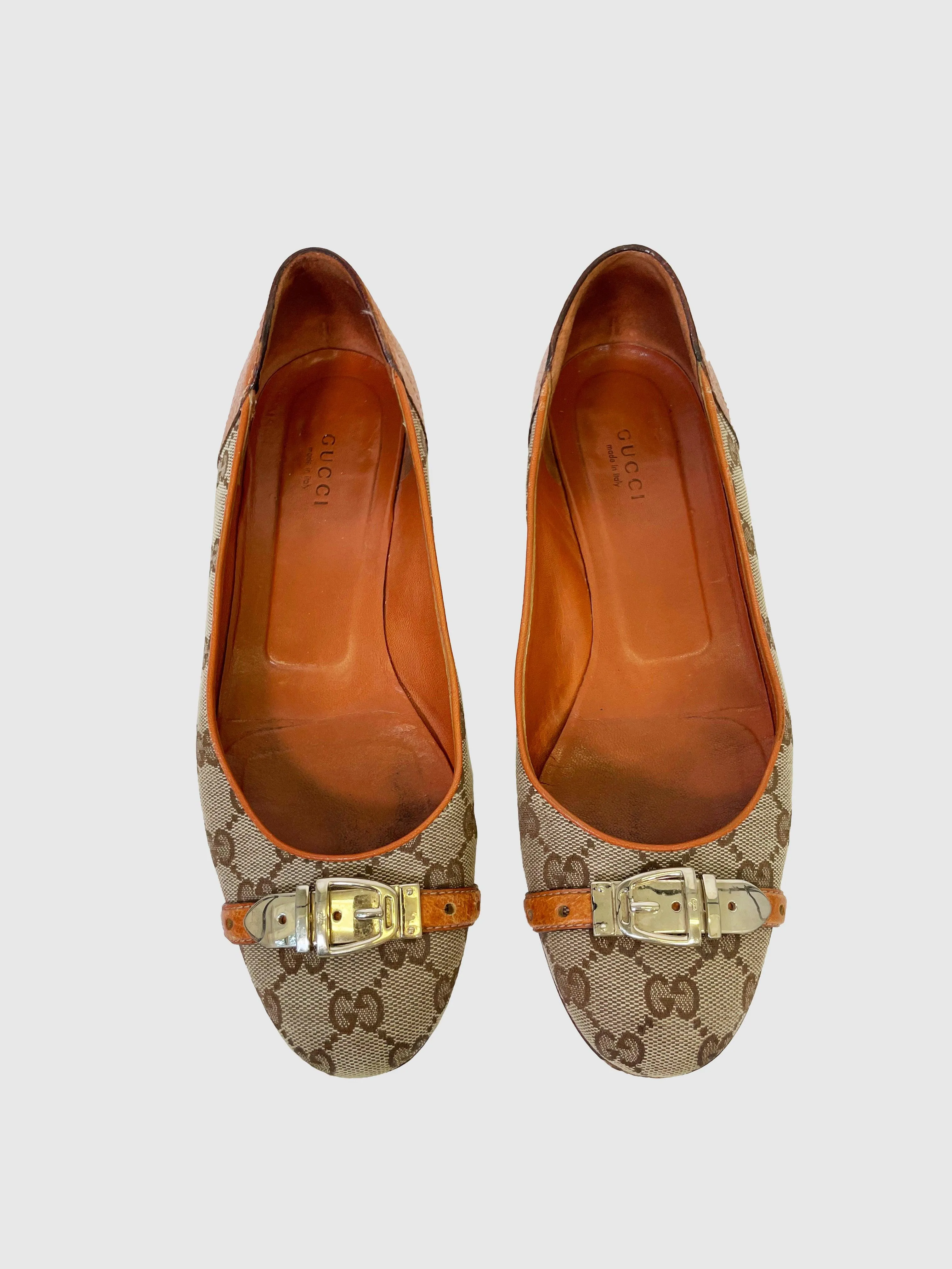 GG Monogram Canvas Ballerina Flats - Size 8.5