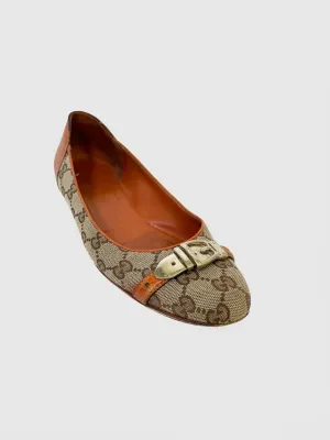 GG Monogram Canvas Ballerina Flats - Size 8.5