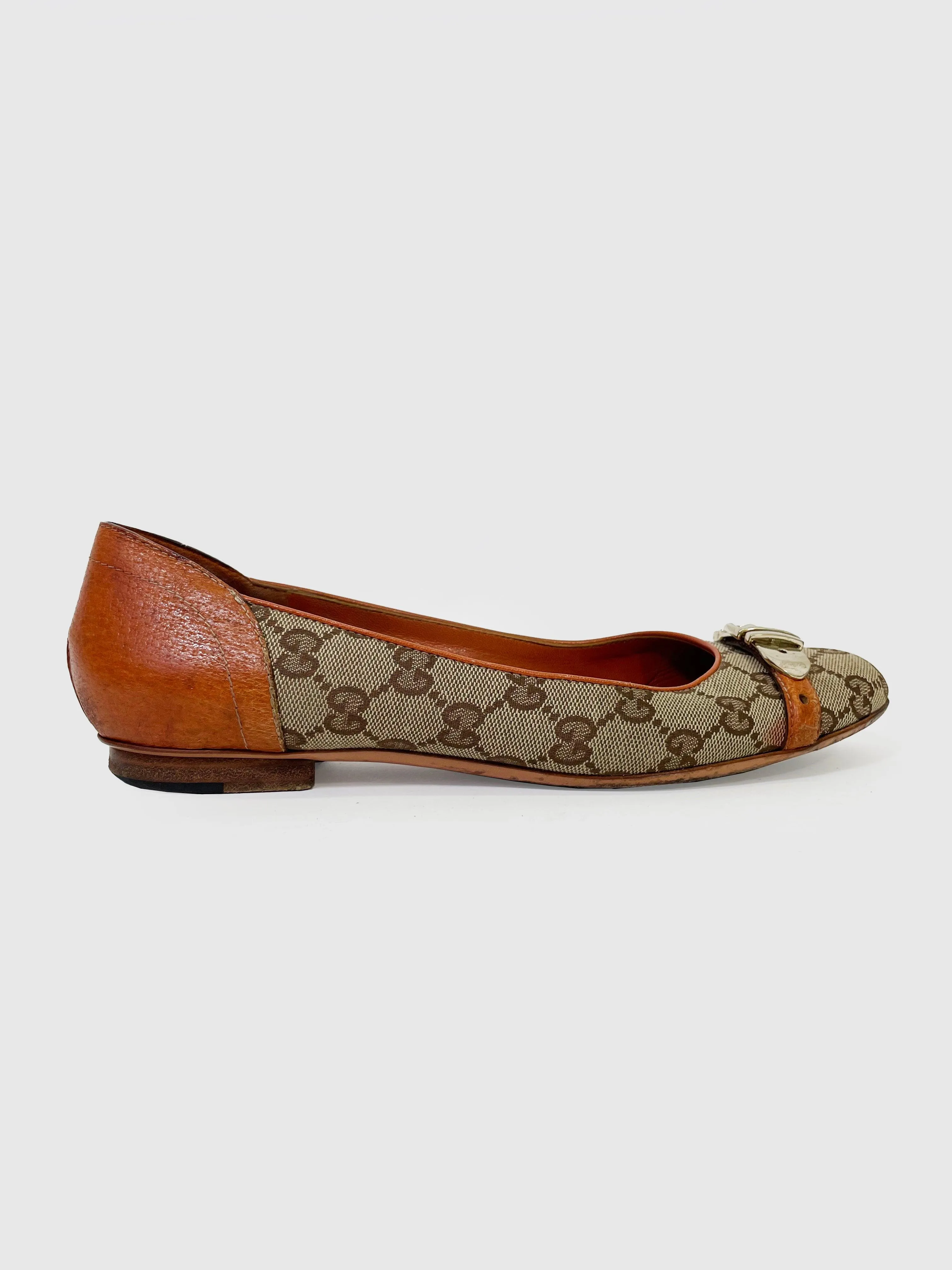 GG Monogram Canvas Ballerina Flats - Size 8.5