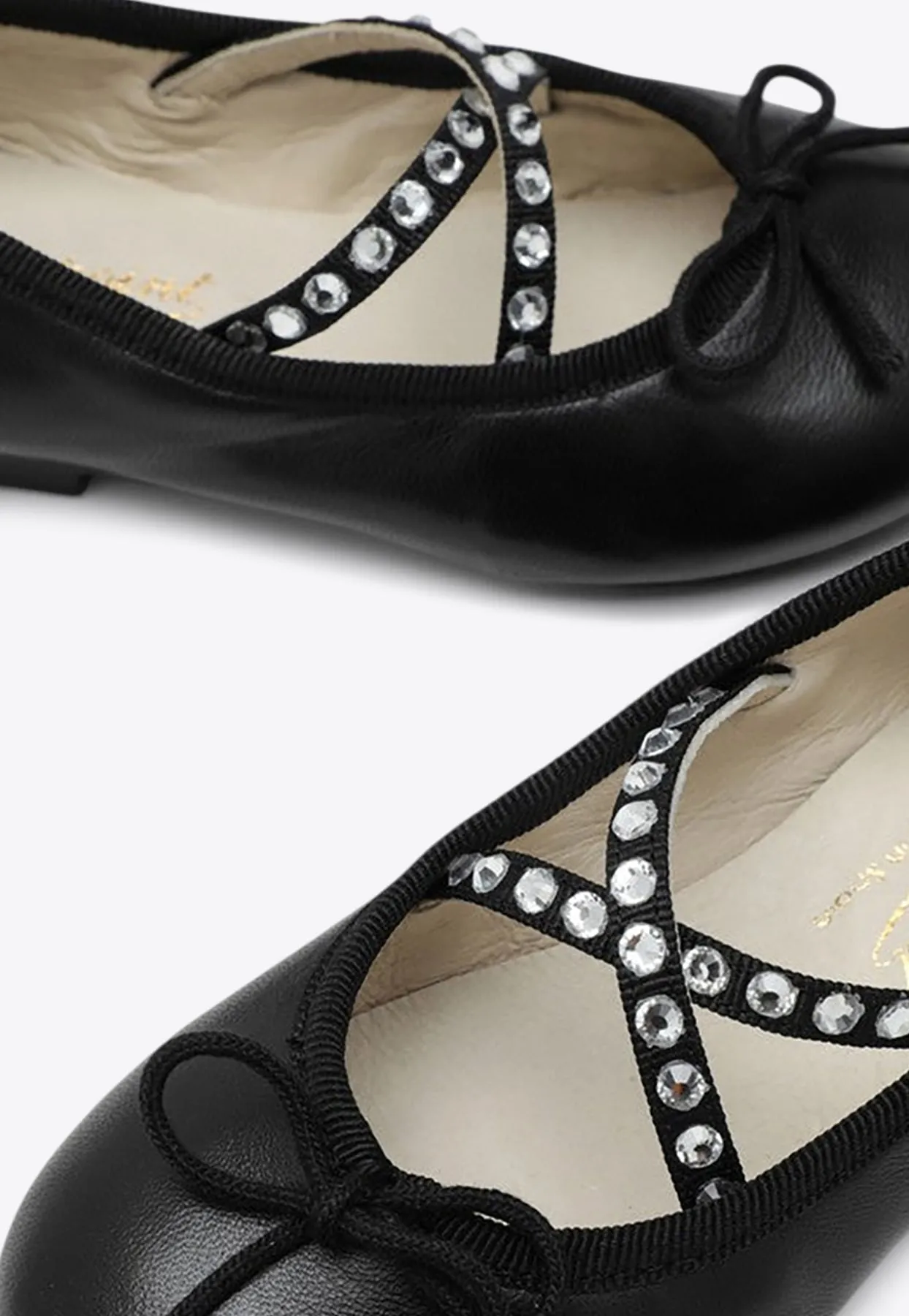 Girls Rhinestone Embellished Ballet Flats