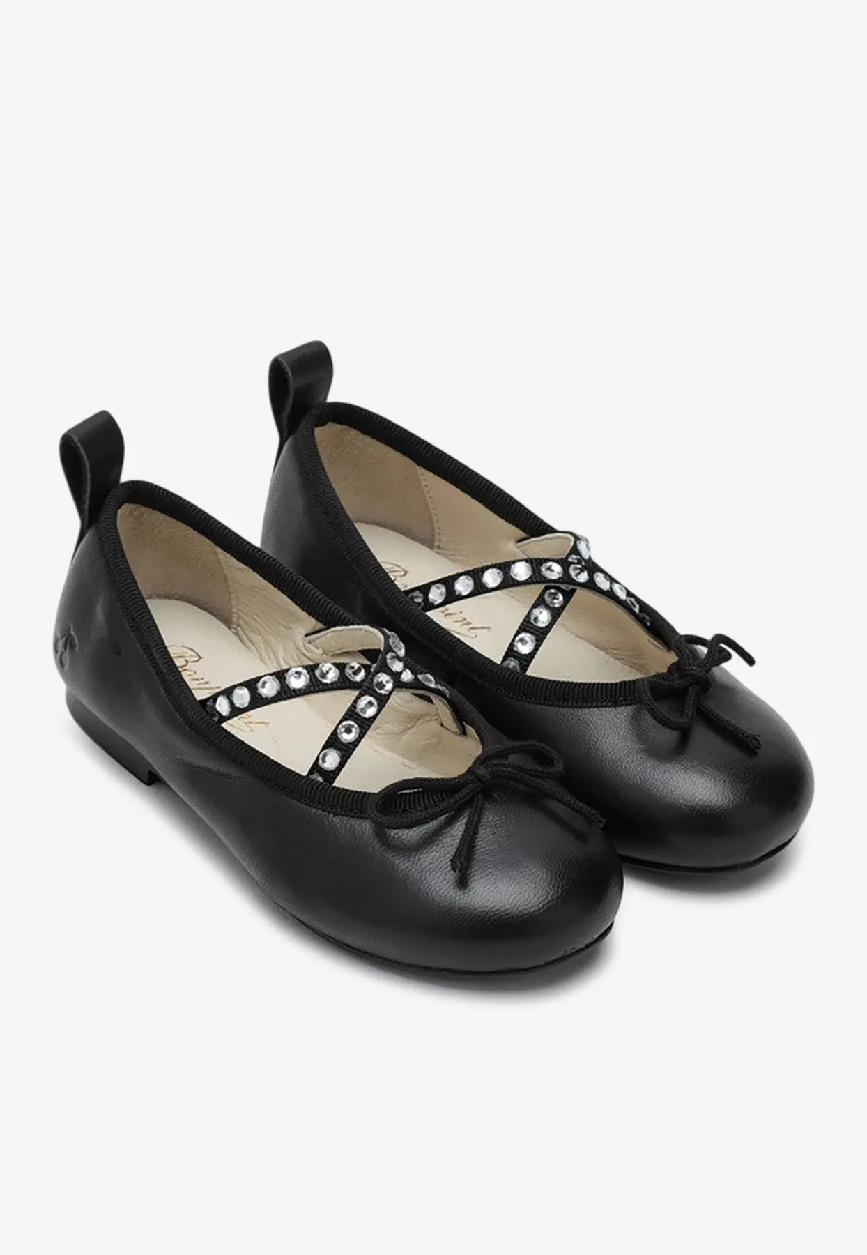 Girls Rhinestone Embellished Ballet Flats