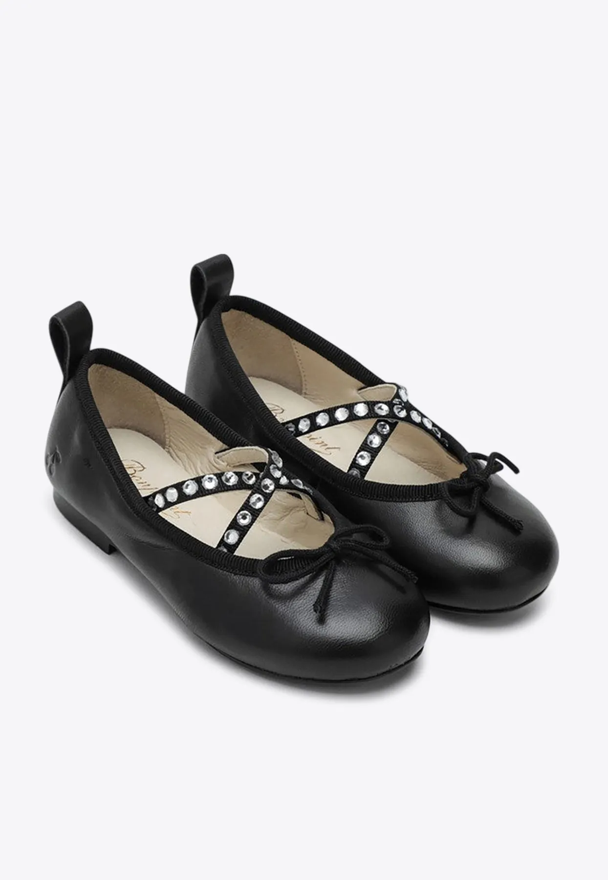 Girls Rhinestone Embellished Ballet Flats