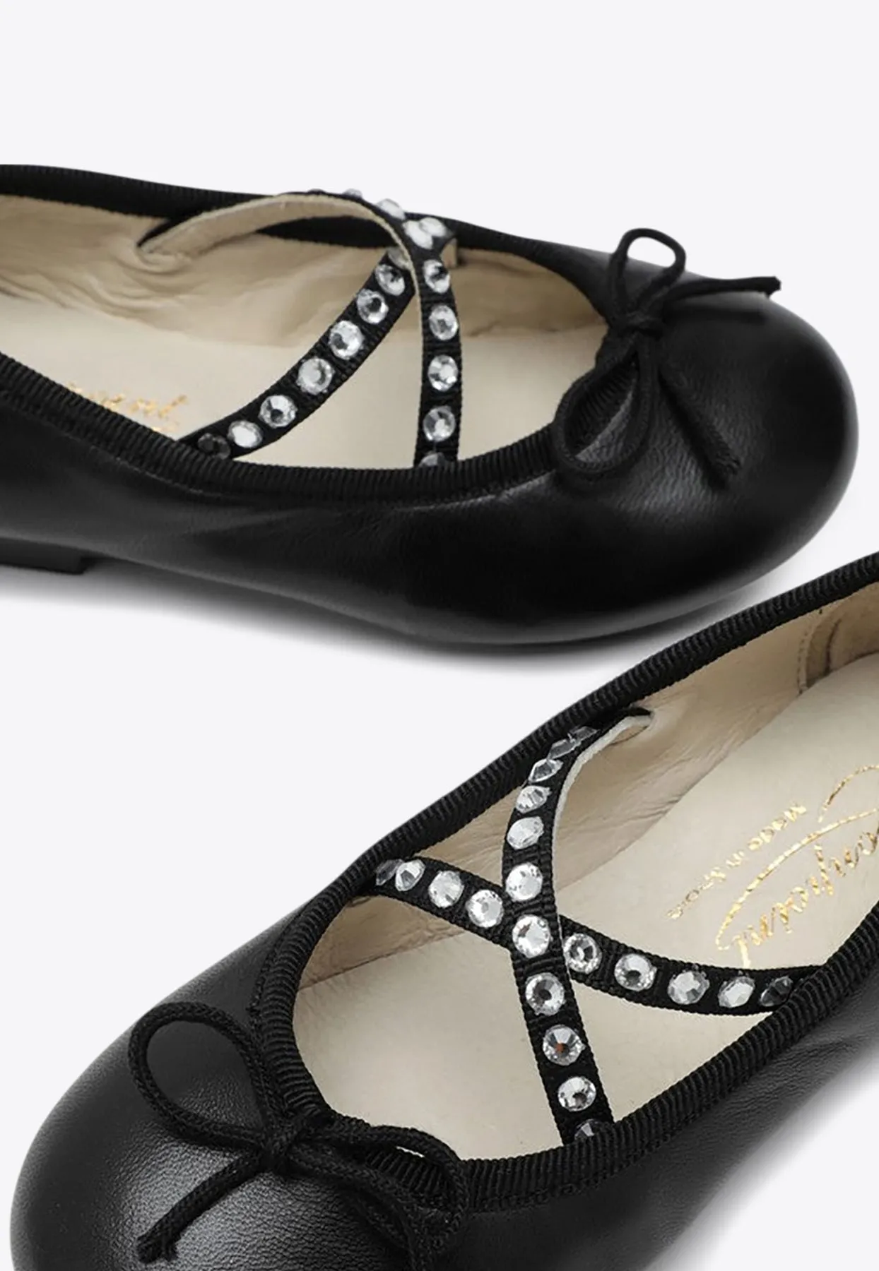 Girls Rhinestone Embellished Ballet Flats