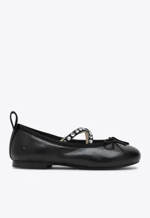 Girls Rhinestone Embellished Ballet Flats