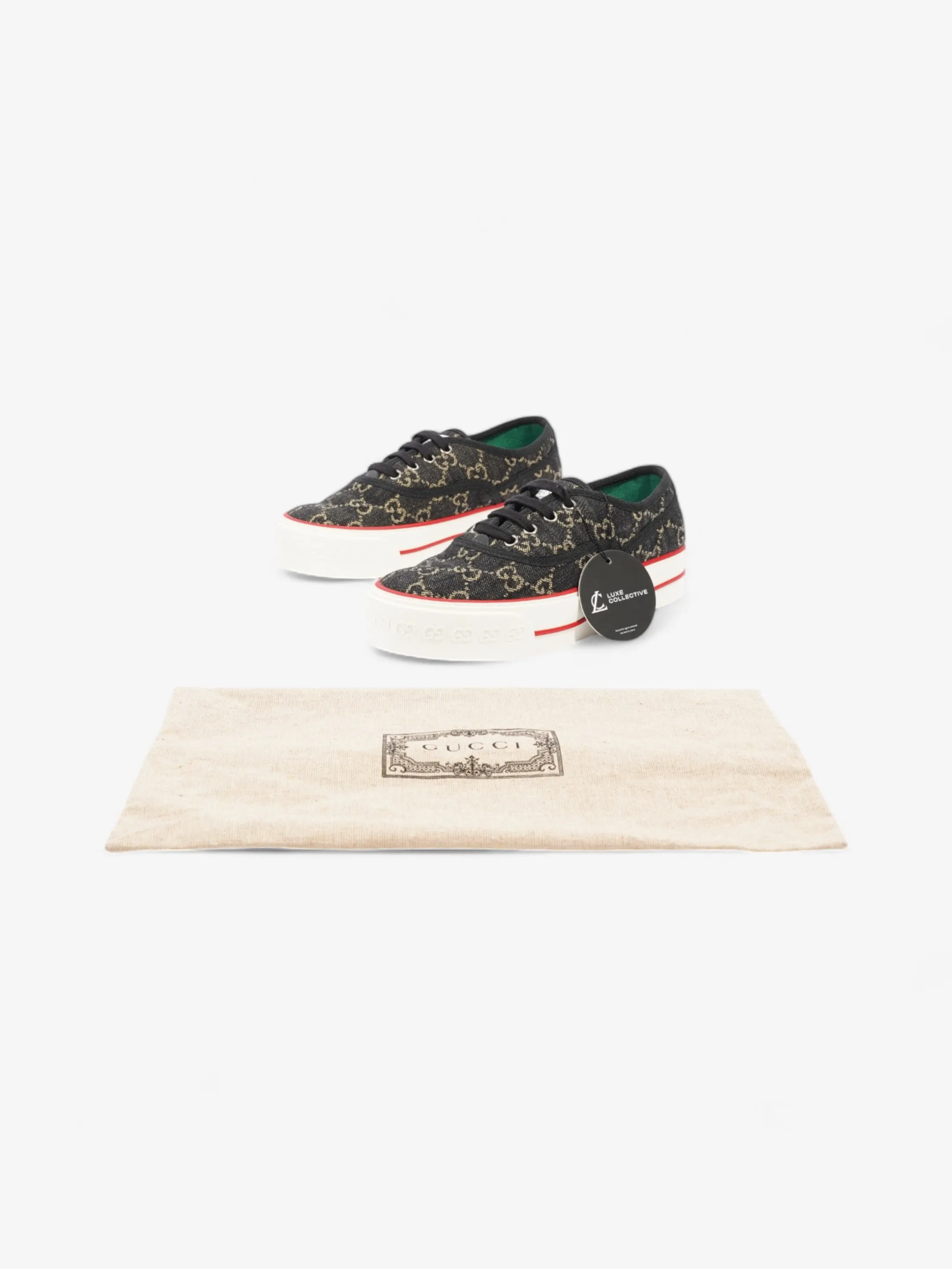 Gucci Tennis 1977 Black / Beige  / Red Canvas EU 37.5 UK 4.5