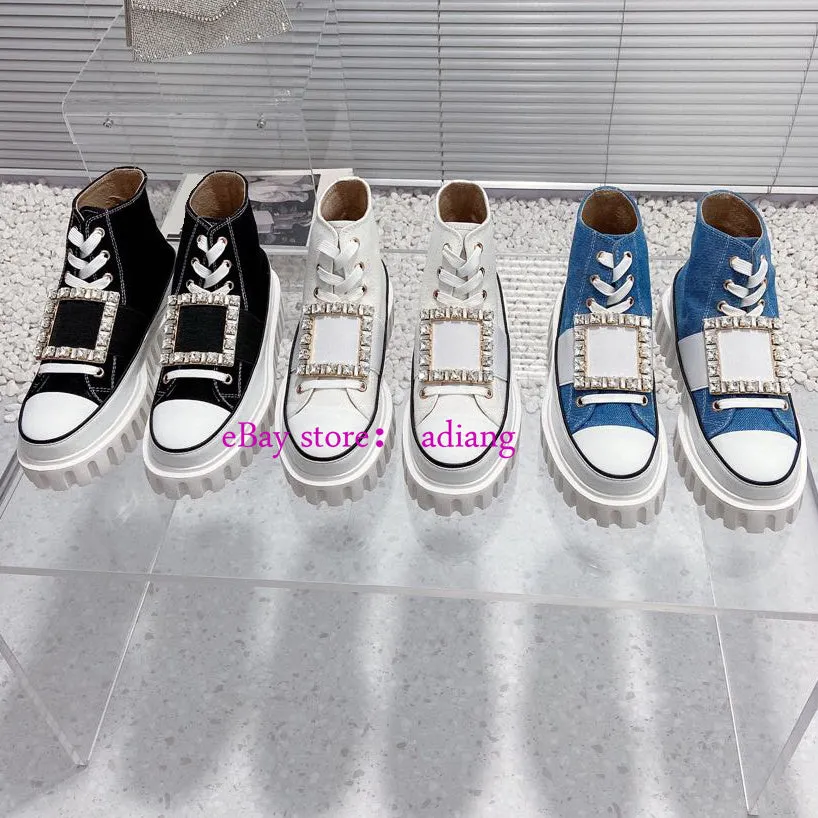 high top lace up flats canvas casual shoes square buckle increase women 35-40 new