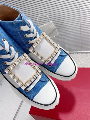 high top lace up flats canvas casual shoes square buckle increase women 35-40 new