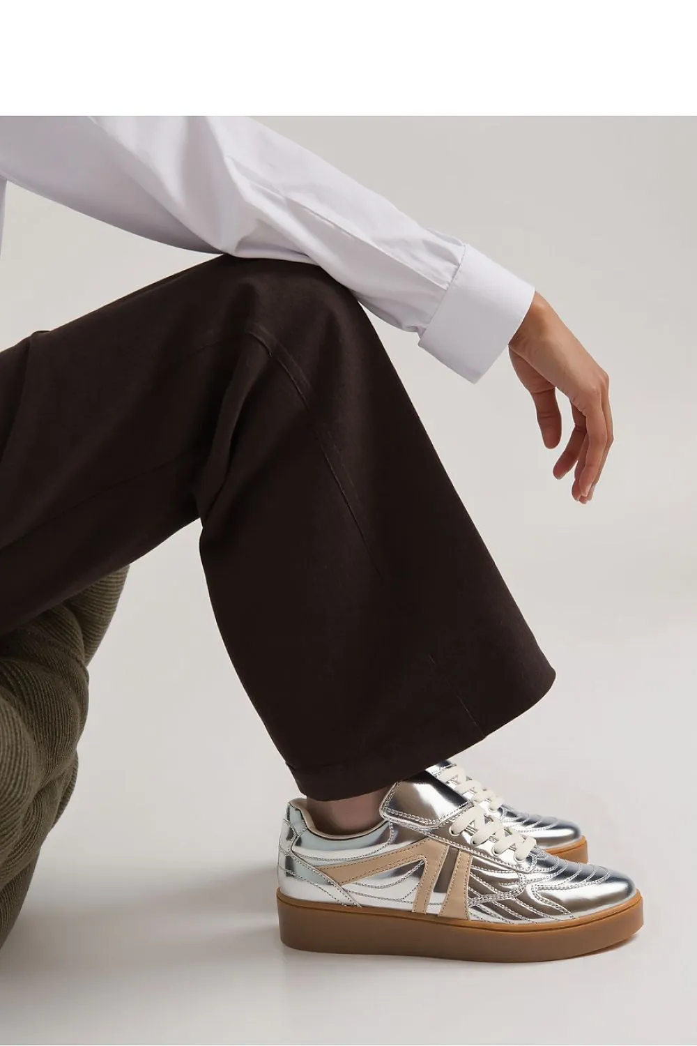 Inello Xeron Metallic Silver Sneakers with Laces