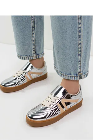 Inello Xeron Metallic Silver Sneakers with Laces