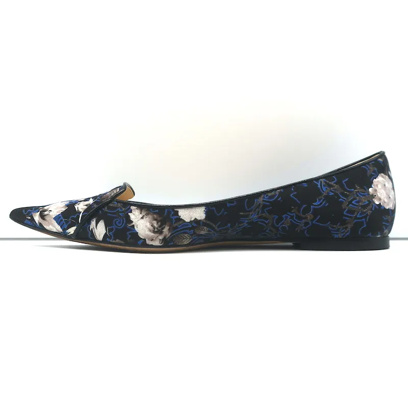 Jimmy Choo Attila Pointed Toe Ballet Flats English Floral Print Satin Size 37