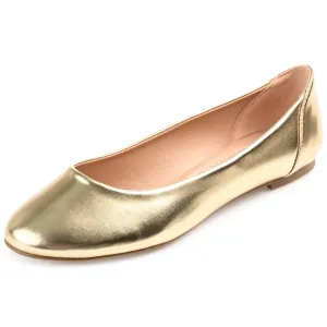 Journee Collection Womens Kavn Comfort Insole Narrow Width Slip On Round Toe Ballet Flats Gold 9 Narrow WOMENS US