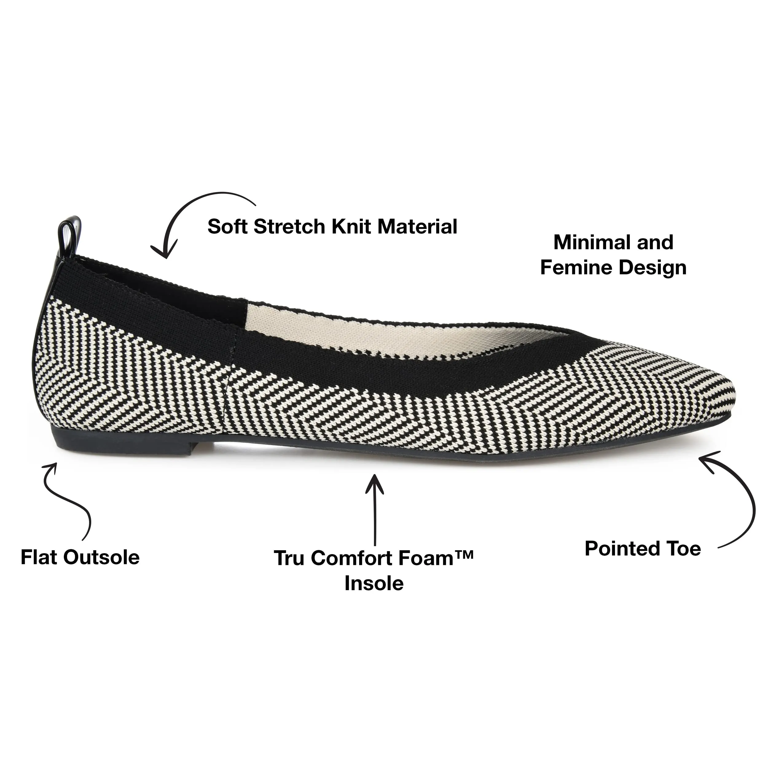 Journee Womens Karise Tru Comfort Foam Slip On Pointed Toe Ballet Flats