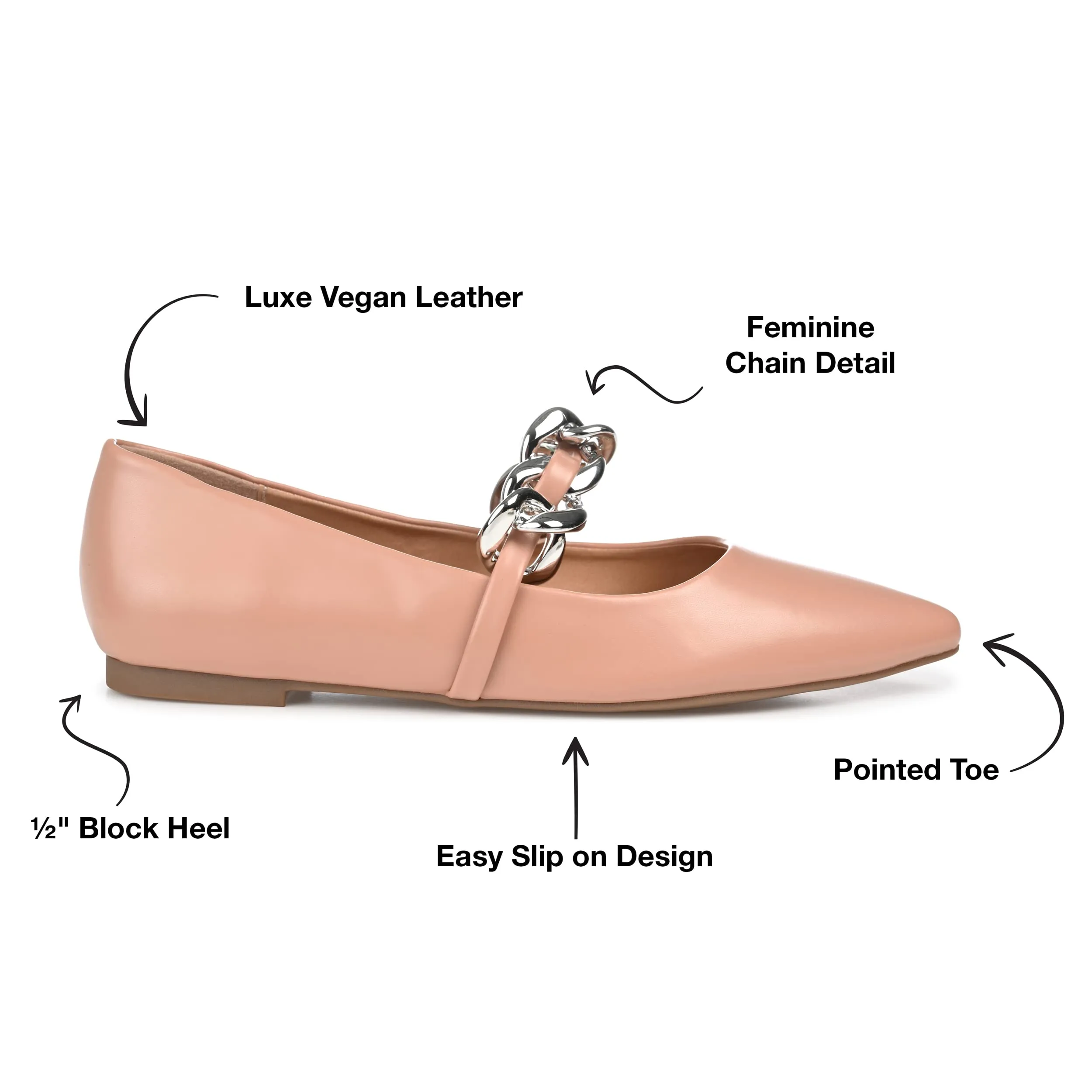 Journee Womens Metinaa Ballet Pointed Toe Slip On Flats