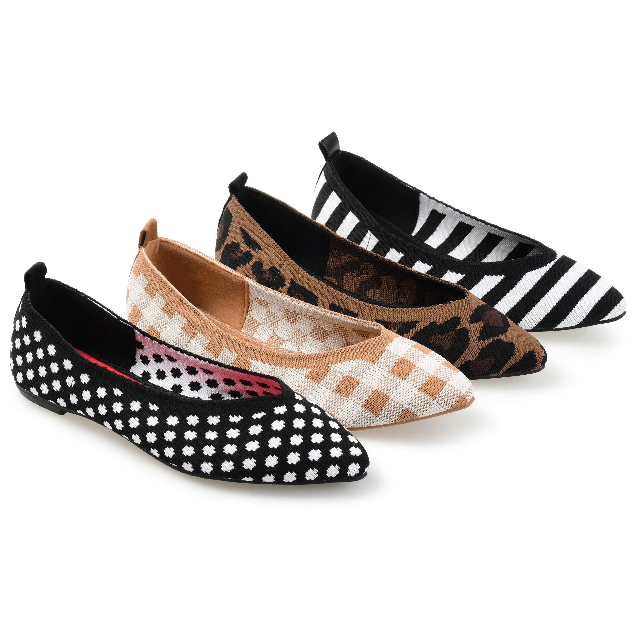Journee Womens Tayleen Tru Comfort Foam Wide Width Slip On Pointed Toe Ballet Flats Leopard