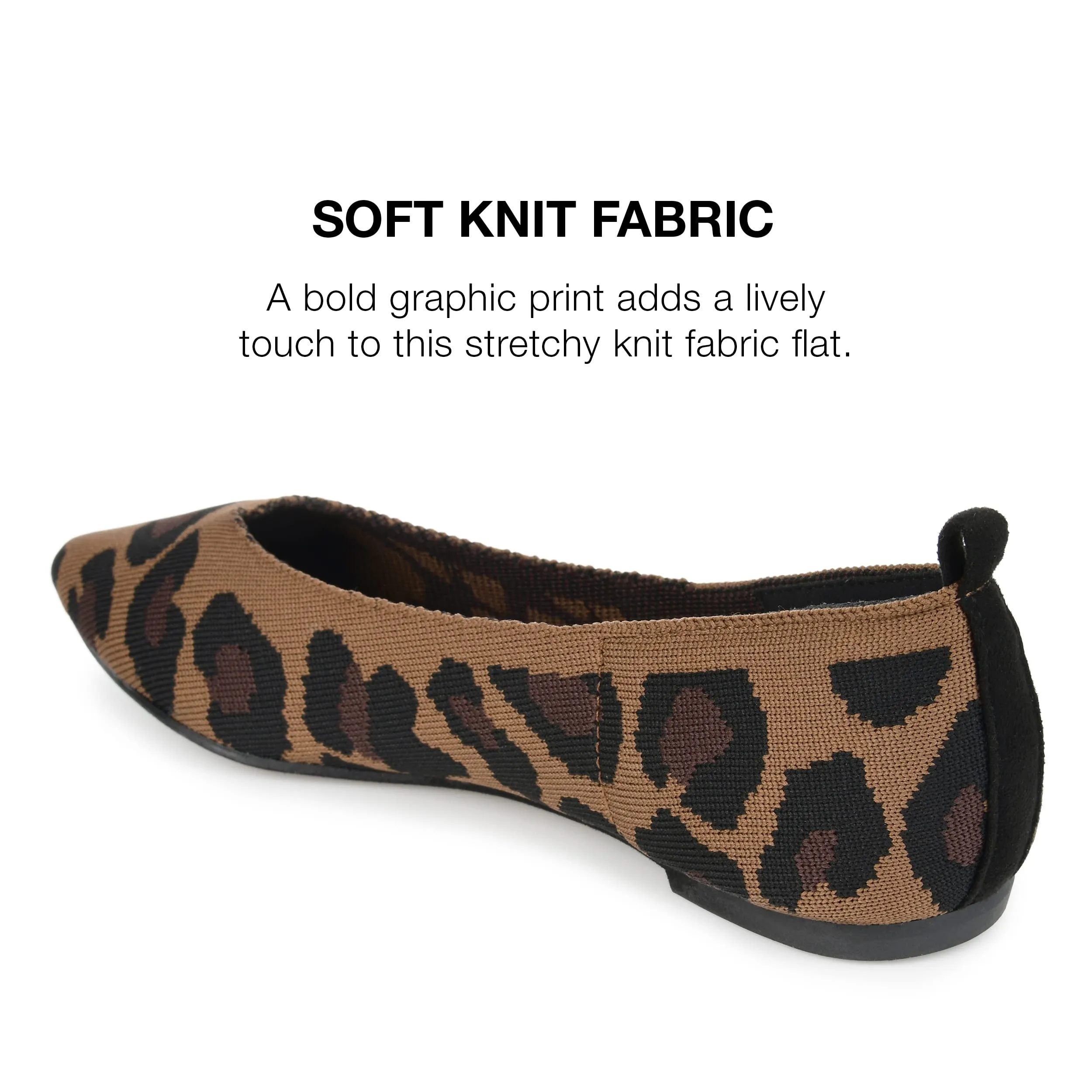 Journee Womens Tayleen Tru Comfort Foam Wide Width Slip On Pointed Toe Ballet Flats Leopard