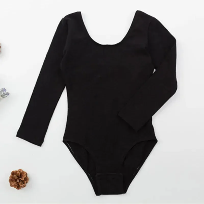 Kids' Girls Spandex Cotton Long Sleeve Gymnastics Leotard - Child Ballet Dancewear with Snap Crotch