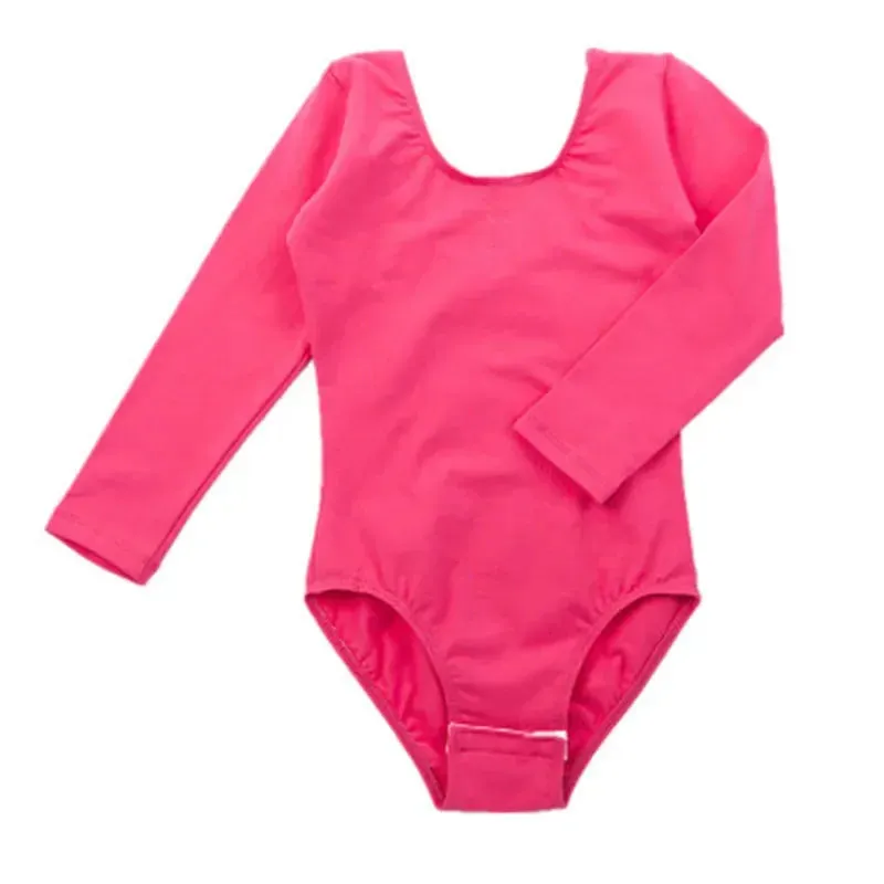 Kids' Girls Spandex Cotton Long Sleeve Gymnastics Leotard - Child Ballet Dancewear with Snap Crotch