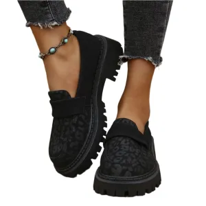 Leopard Slip On Platform Loafers