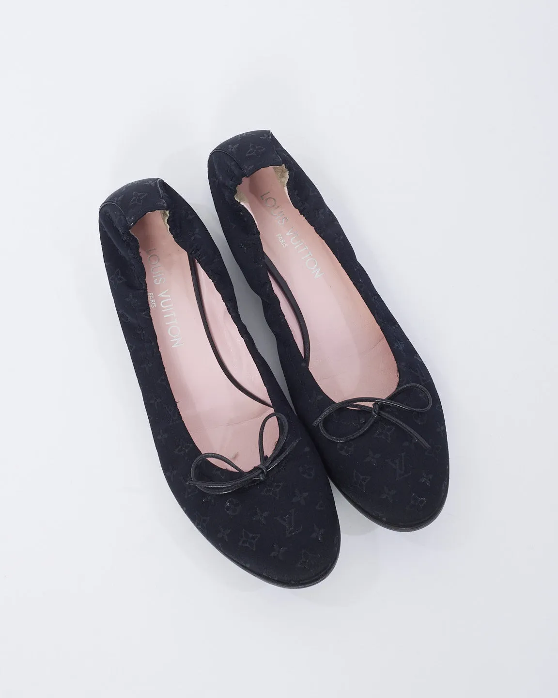 Louis Vuitton Black Monogram Satin Ballet Flats 39.5