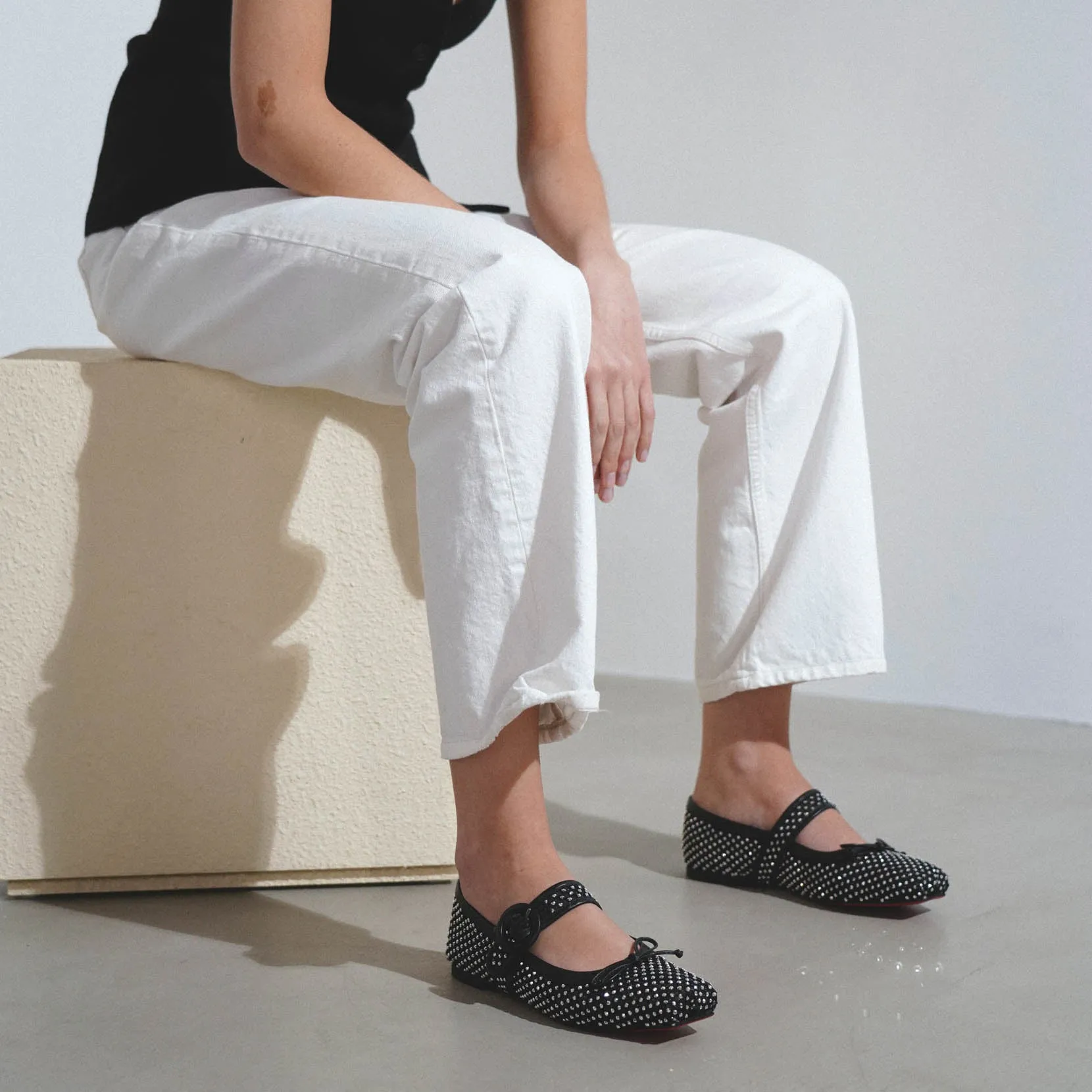 Mamastrapitina black mesh ballerinas