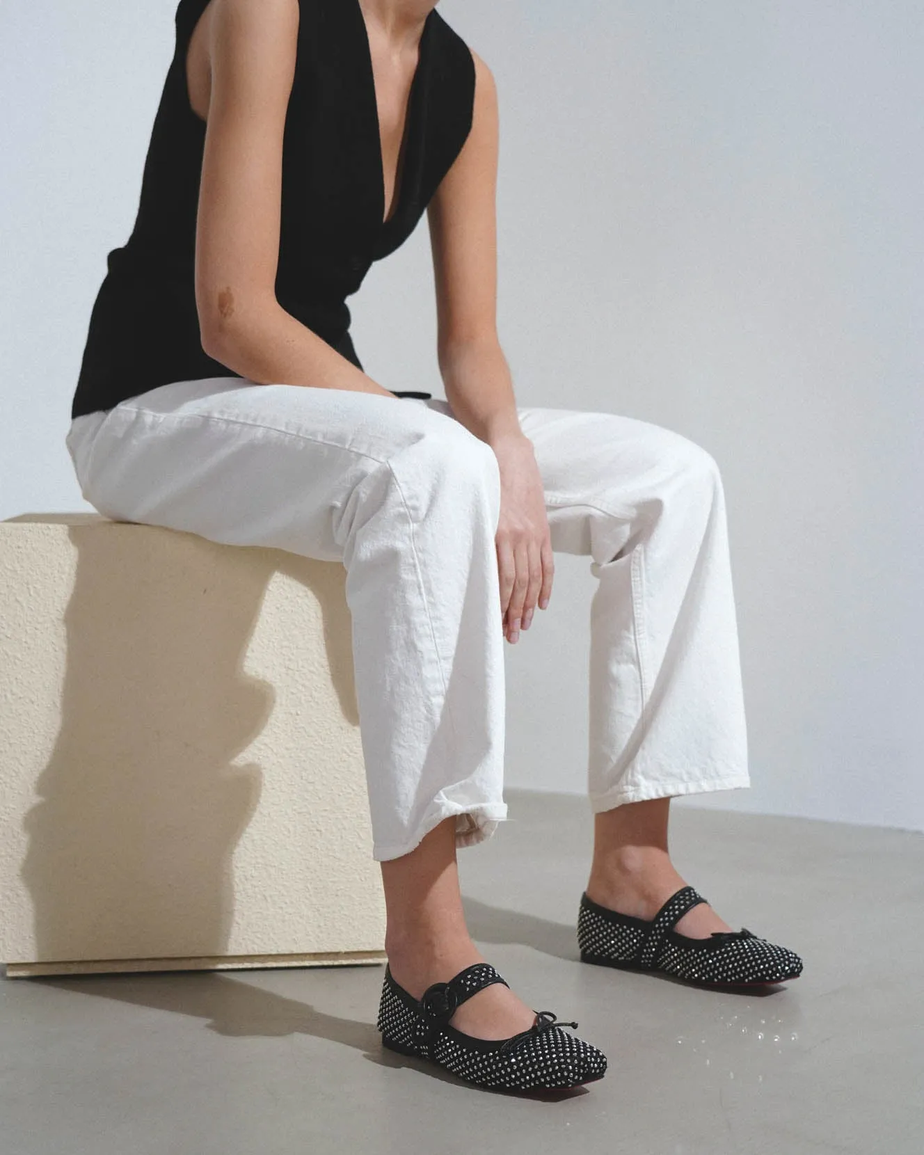 Mamastrapitina black mesh ballerinas