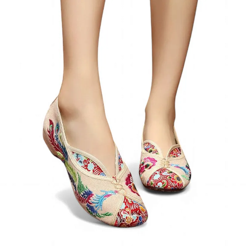 Merendy Arrosa Handmade Embroidered Canvas Mary Jane Ballet Flats
