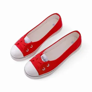 Merendy Zanzibar Flat Heel Slip-on Cap-Toe Minimalist Multicolor Canvas Girls' Ballet Flats