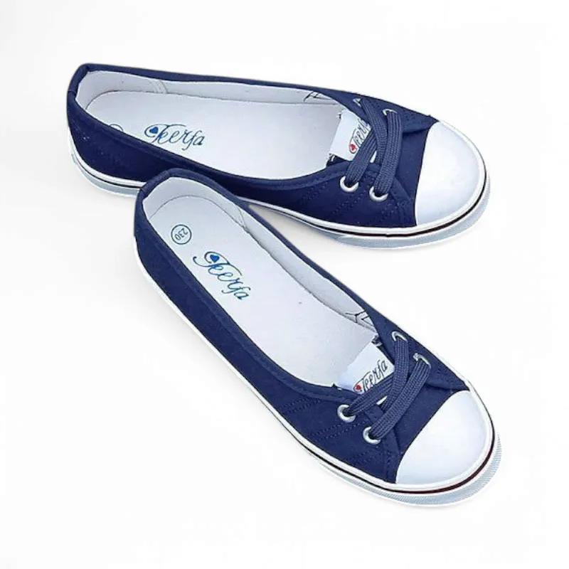 Merendy Zanzibar Flat Heel Slip-on Cap-Toe Minimalist Multicolor Canvas Girls' Ballet Flats