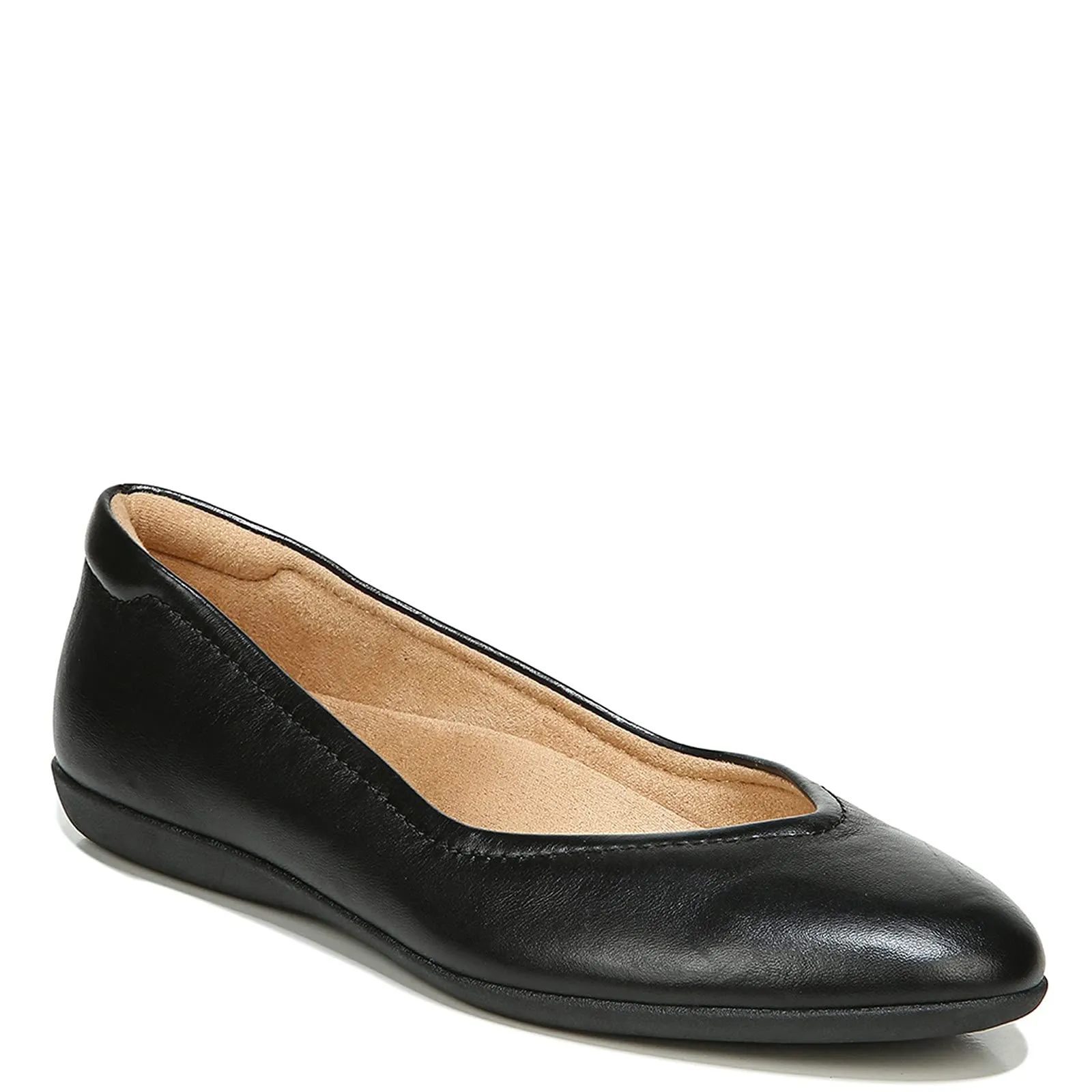 Naturalizer Womens Vivienne Comfortable Slip On Ballet Flats,Black Leather,5.5M