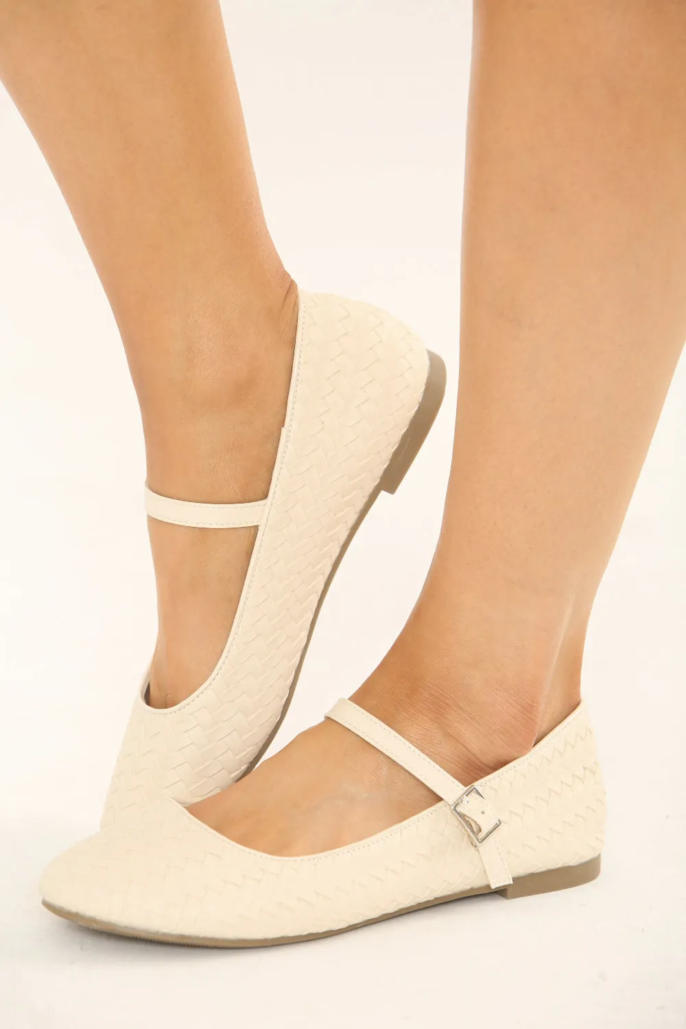 NUDE WOVEN MARY JANE BALLET