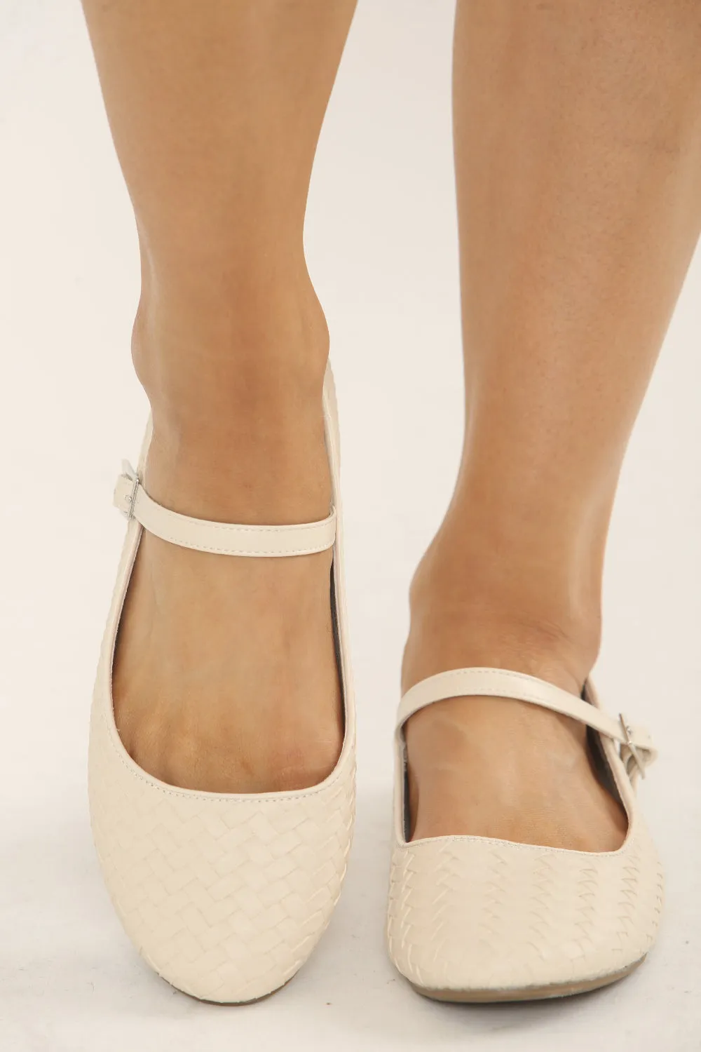NUDE WOVEN MARY JANE BALLET