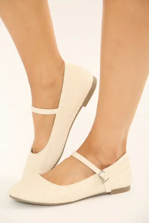 NUDE WOVEN MARY JANE BALLET