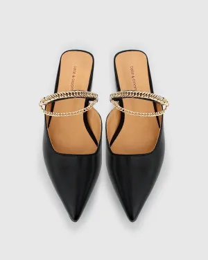 On The Go Leather Flat - Black