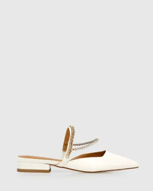 On The Go Leather Flat - Cream