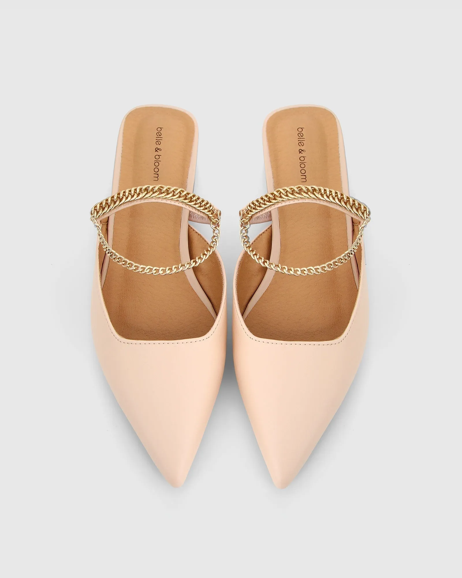On The Go Leather Flat - Nude