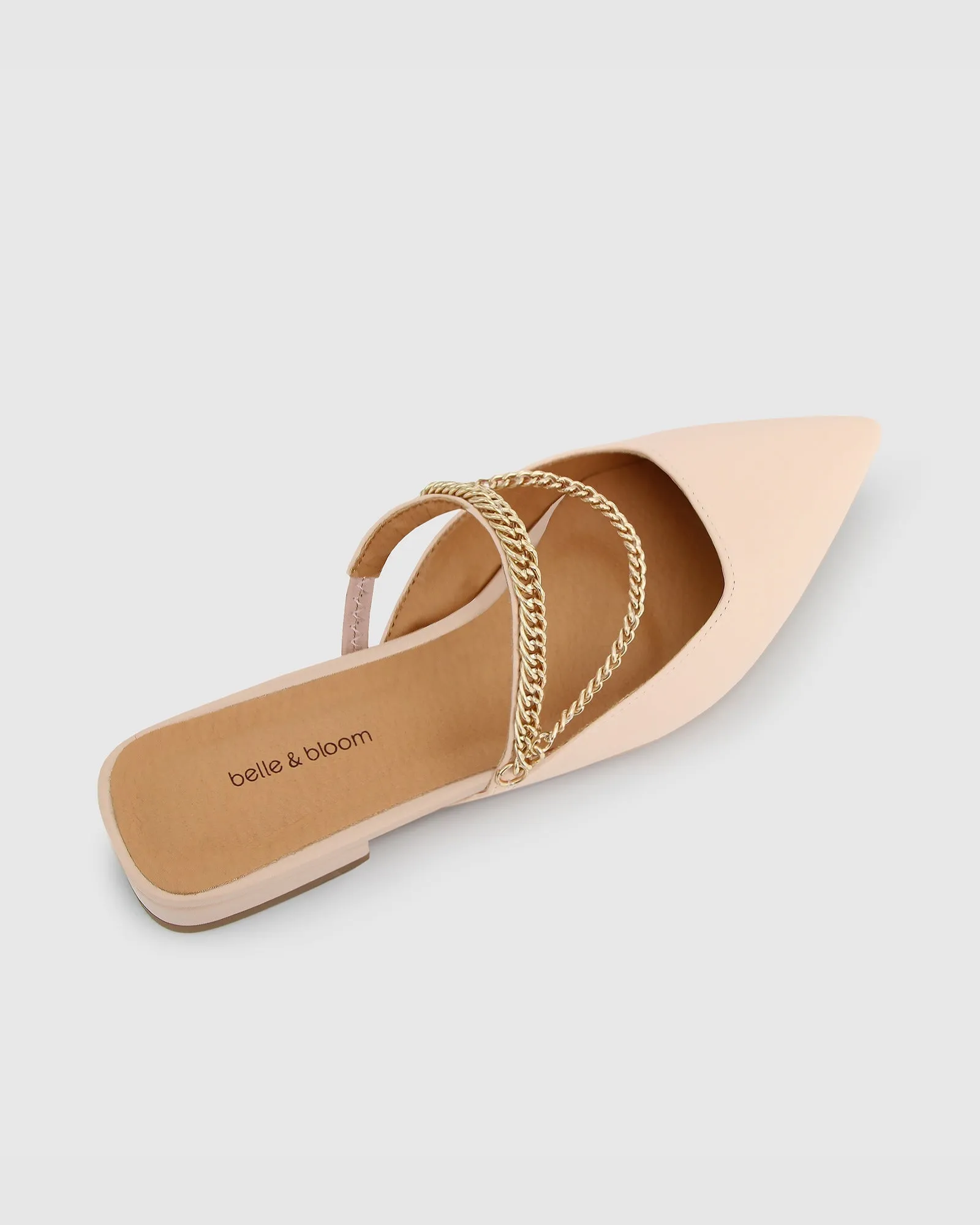On The Go Leather Flat - Nude