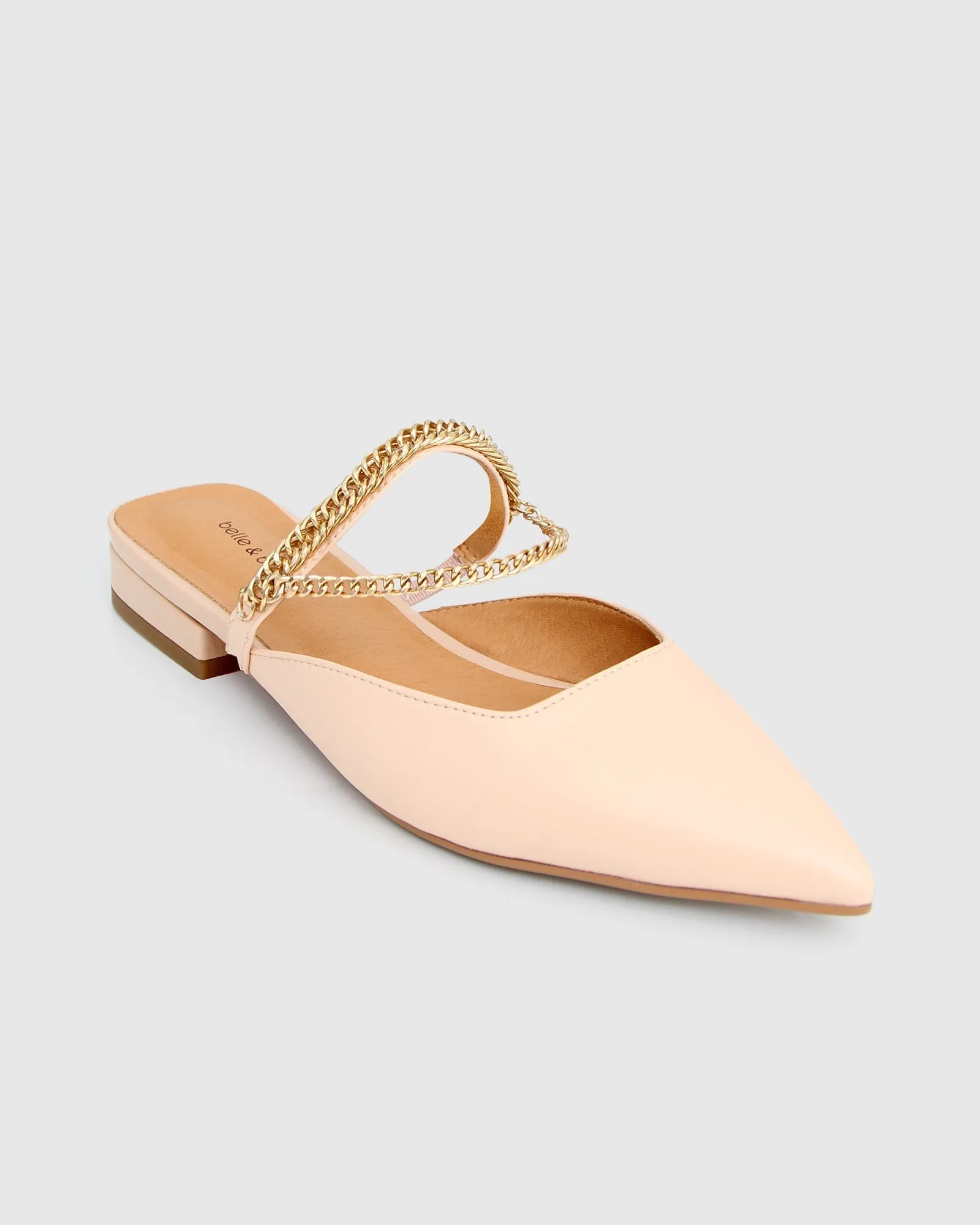 On The Go Leather Flat - Nude