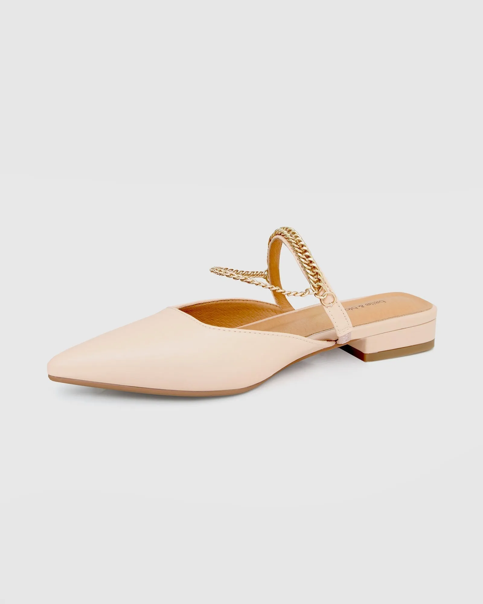 On The Go Leather Flat - Nude