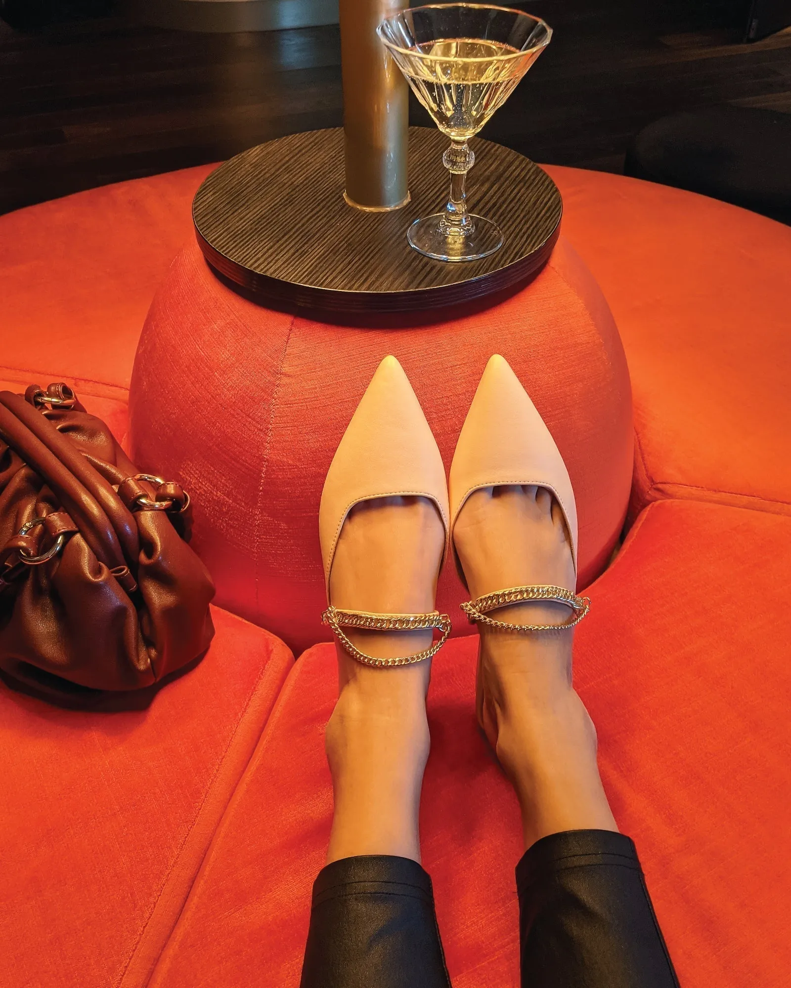 On The Go Leather Flat - Nude