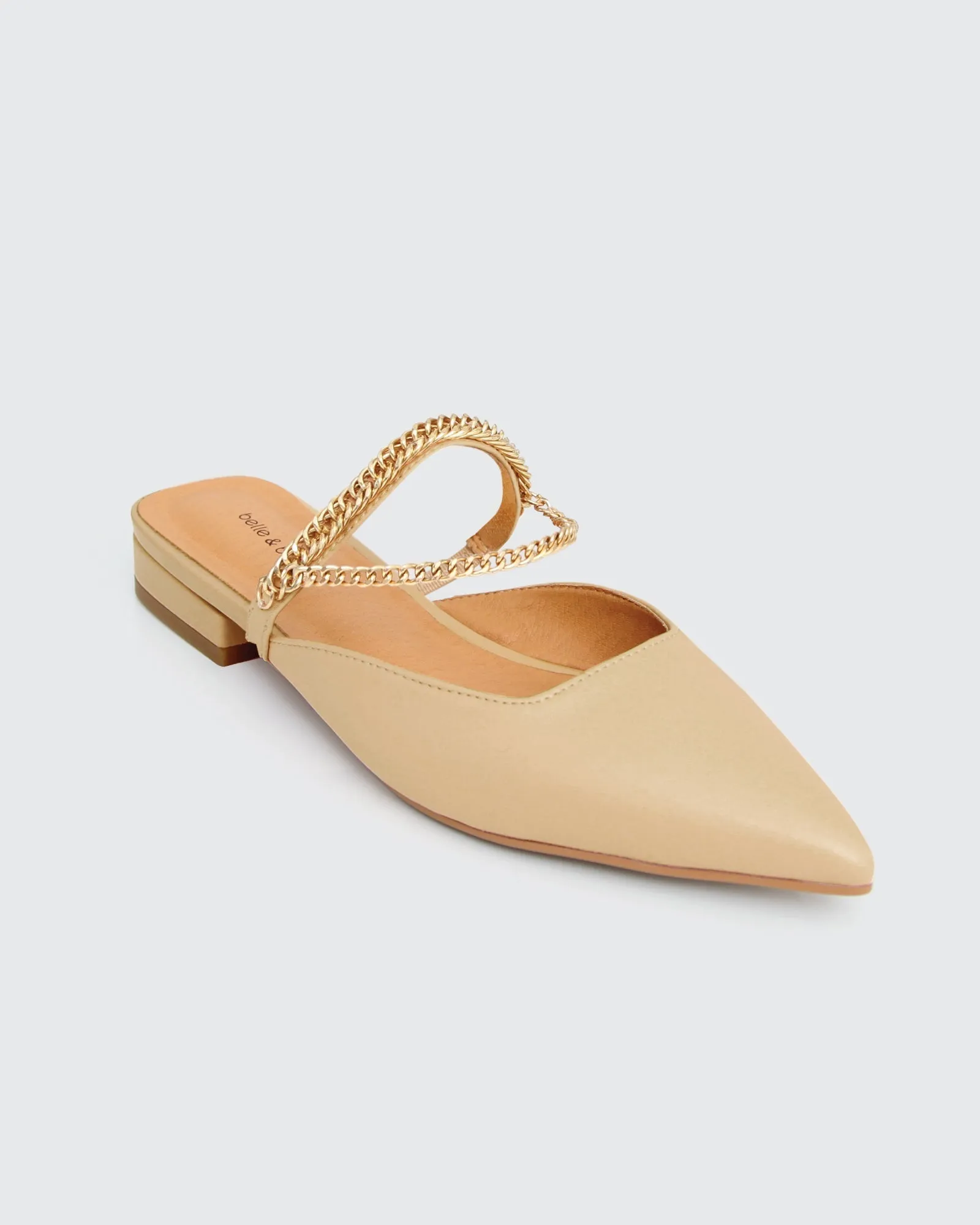 On The Go Leather Flat - Sand