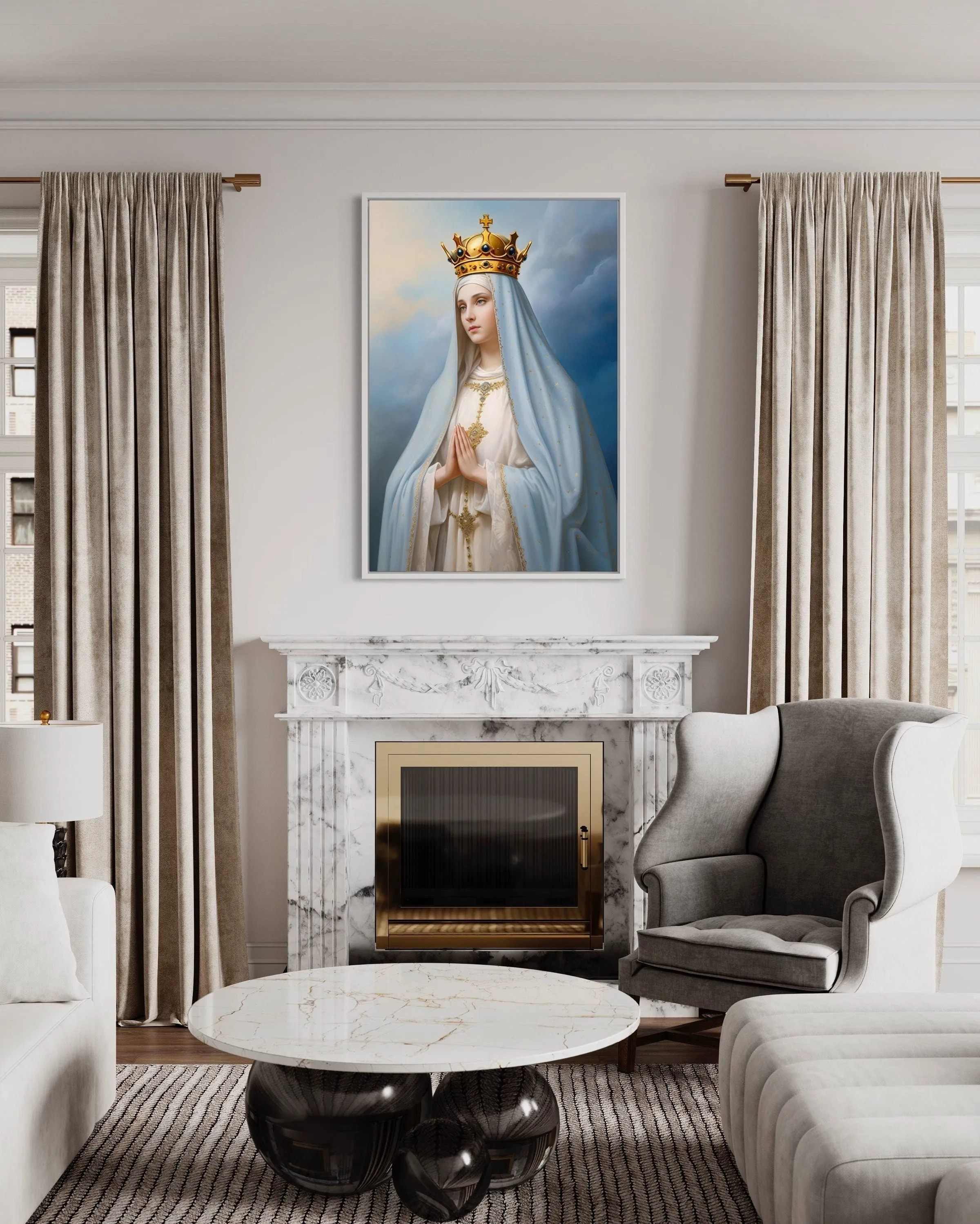 Our Lady of Fatima Framed Canvas Wall Art